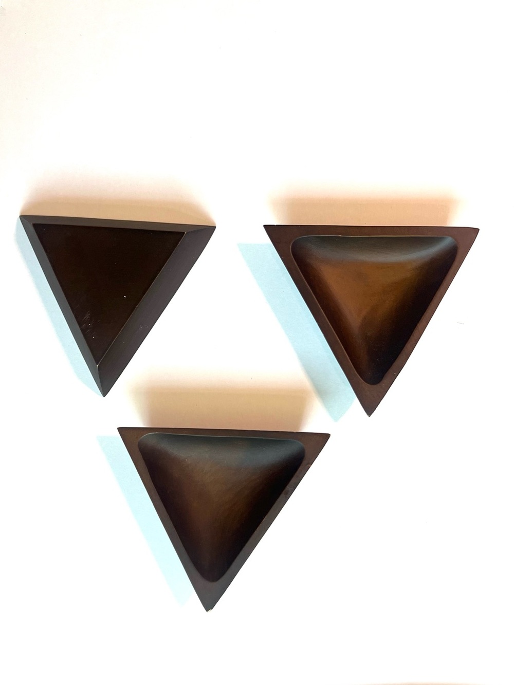 Urban Outfitters Brown wood Triangular trinket jewelry Dishes (Set of 3)